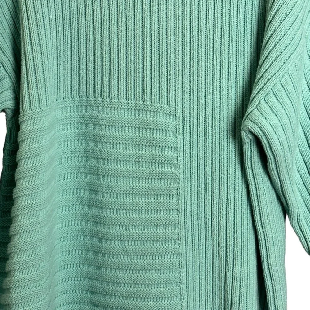 Vince Camuto Women Large Teal Ribbed Knit Long Sleeve Turtleneck Pullover Sweate - Picture 3 of 6